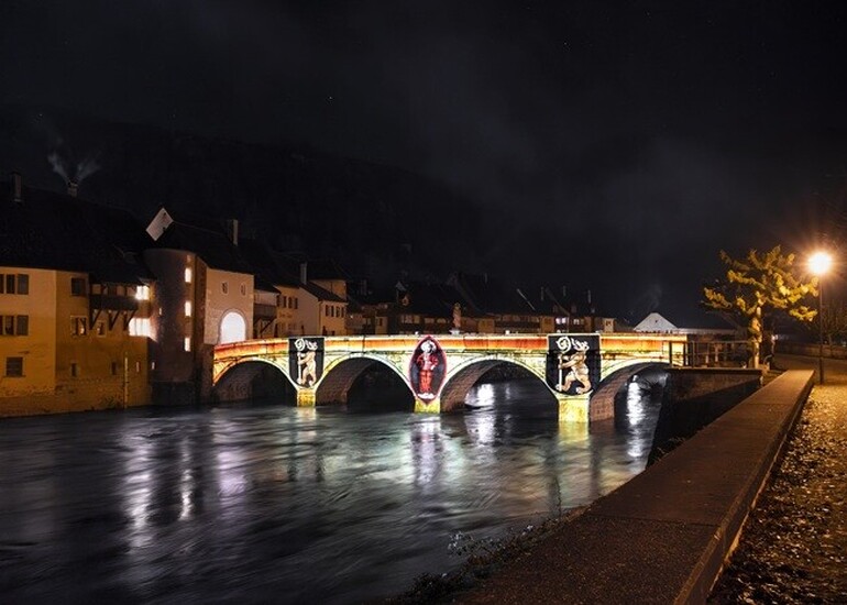Pont St-Jean éclairé,mosaique