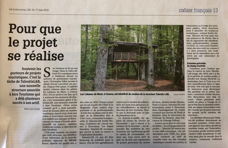 Article sur TalentisLAB dans htr, hotel revue