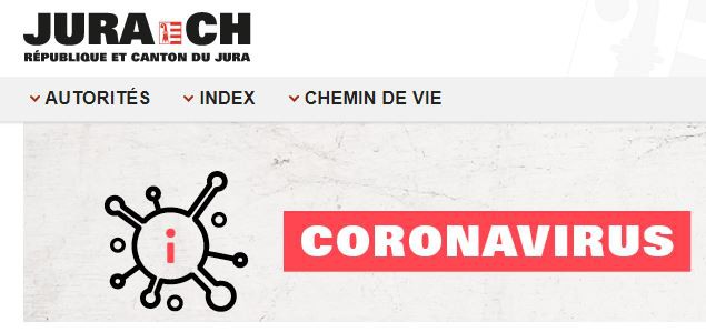 Image de la page dédiée au Coronavirus du site internet du Canton du Jura